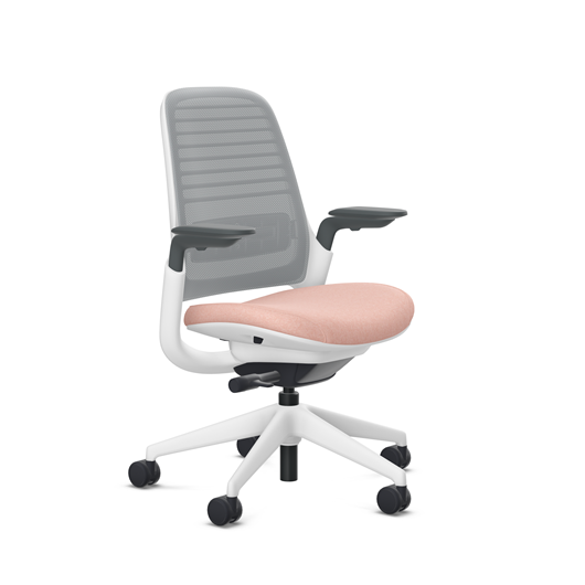 Steelcase Series 1 task chair, Billiard Rose Quartz upholstery with Nickel 3D Microknit back, on white