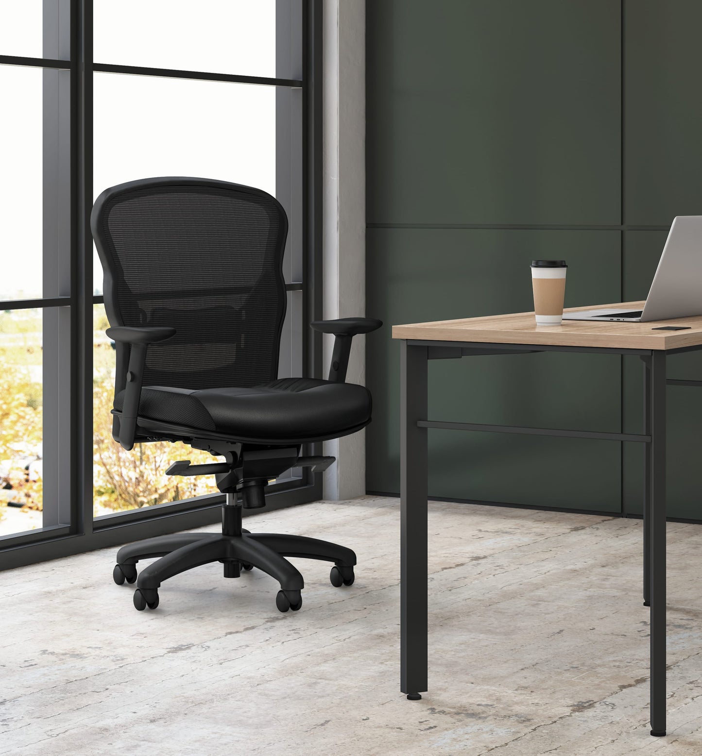 HON Wave Task Chair with leather seat in a workspace