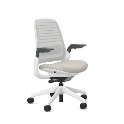 Steelcase Series 1 task chair, SoftNext Clay upholstery with Seagull 3D Microknit back, on white