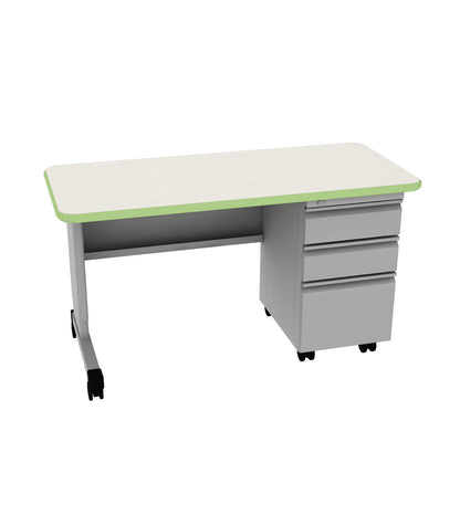 Smith System Cascade single-pedestal teacher desk, ash wenge with apple edge