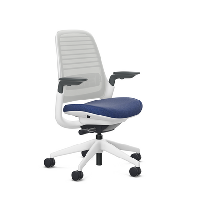 Steelcase Series 1 task chair, Billiard Indigo upholstery with Seagull 3D Microknit back, on white
