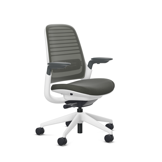 Steelcase Series 1 task chair, SoftNext Foggy Night upholstery with Graphite 3D Microknit back, on white