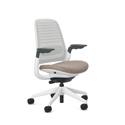 Steelcase Series 1 task chair, Billiard Teak upholstery with Seagull 3D Microknit back, on white