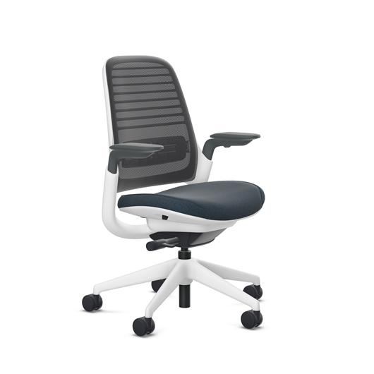 Steelcase Series 1 task chair, SoftNext Midnight upholstery with Licorice 3D Microknit back, on white