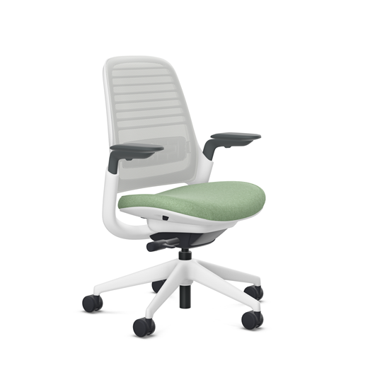 Steelcase Series 1 task chair, Billiard Olivine upholstery with Seagull 3D Microknit back, on white