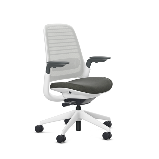Steelcase Series 1 task chair, SoftNext Foggy Night upholstery with Seagull 3D Microknit back, on white
