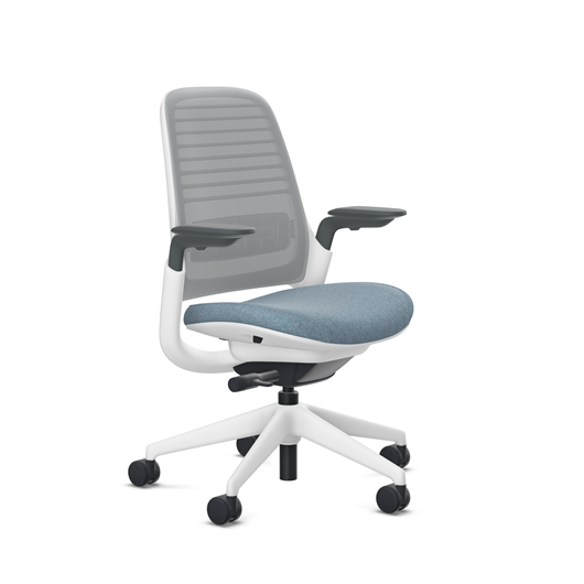 Steelcase Series 1 task chair, Billiard Storm Cloud upholstery with Nickel 3D Microknit back, on white