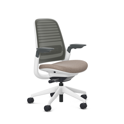 Steelcase Series 1 task chair, Billiard Teak upholstery with Graphite 3D Microknit back, on white