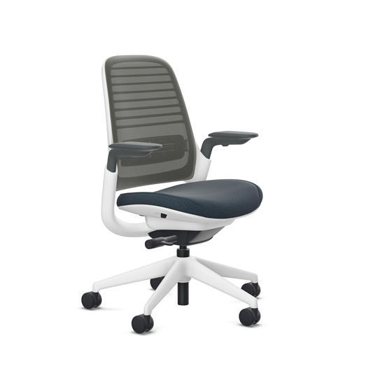 Steelcase Series 1 task chair, SoftNext Midnight upholstery with Graphite 3D Microknit back, on white