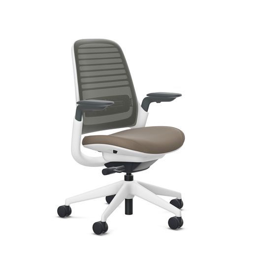 Steelcase Series 1 task chair, SoftNext Mocha upholstery with Graphite 3D Microknit back, on white