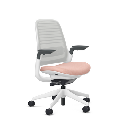 Steelcase Series 1 task chair, Billiard Rose Quartz upholstery with Seagull 3D Microknit back, on white