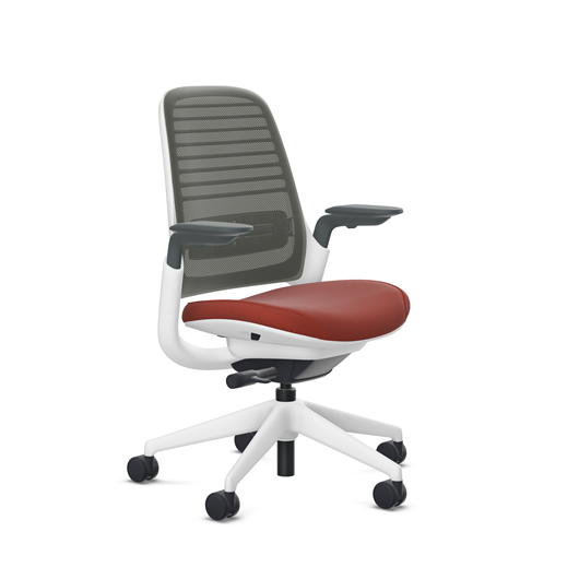 Steelcase Series 1 task chair, SoftNext Burnt Umber upholstery with Graphite 3D Microknit back, on white