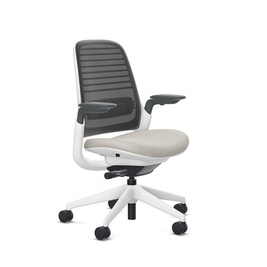 Steelcase Series 1 task chair, SoftNext Clay upholstery with Licorice 3D Microknit back, on white