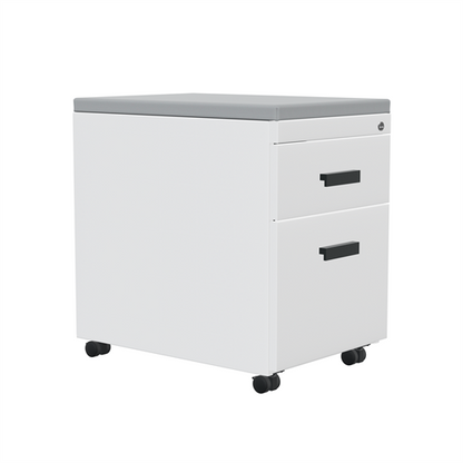 TS Series mobile pedestal with alpine cushion top, artic white finish