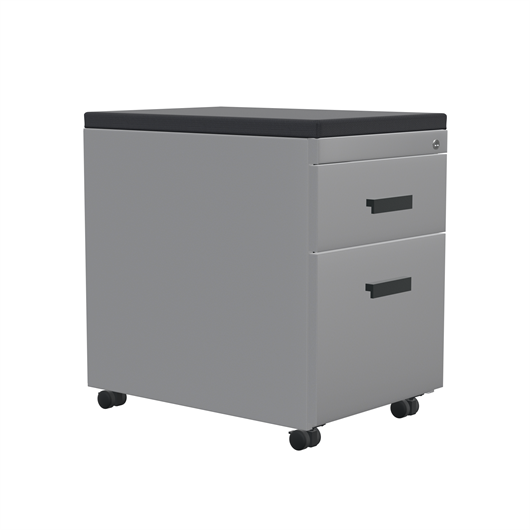 TS Series mobile pedestal with cushion top, platinum metallic
