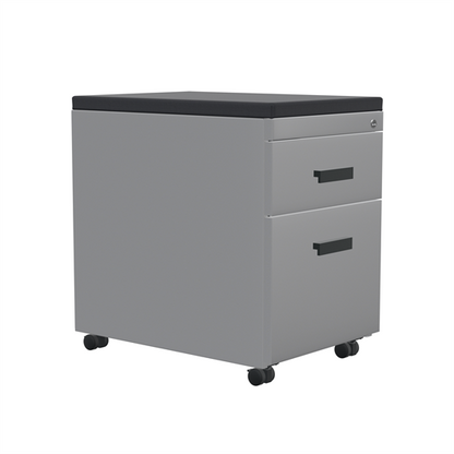 TS Series mobile pedestal with cushion top, platinum metallic