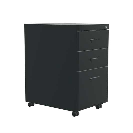 TS Series mobile pedestal, black, 3 drawer