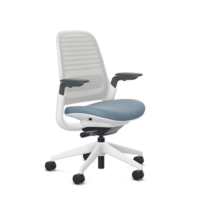 Steelcase Series 1 task chair, Billiard Storm Cloud upholstery with Seagull 3D Microknit back, on white