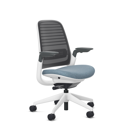 Steelcase Series 1 task chair, Billiard Storm Cloud upholstery with Licorice 3D Microknit back, on white