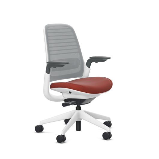 Steelcase Series 1 task chair, SoftNext Burnt Umber upholstery with Nickel 3D Microknit back, on white