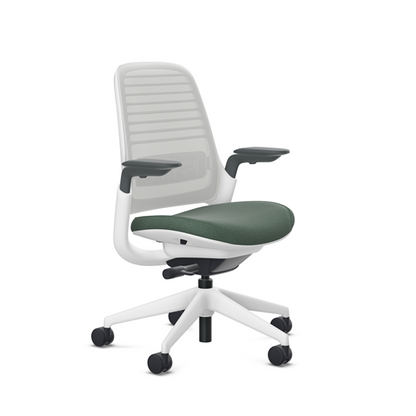 Steelcase Series 1 task chair, SoftNext Jade upholstery with Seagull 3D Microknit back, on white