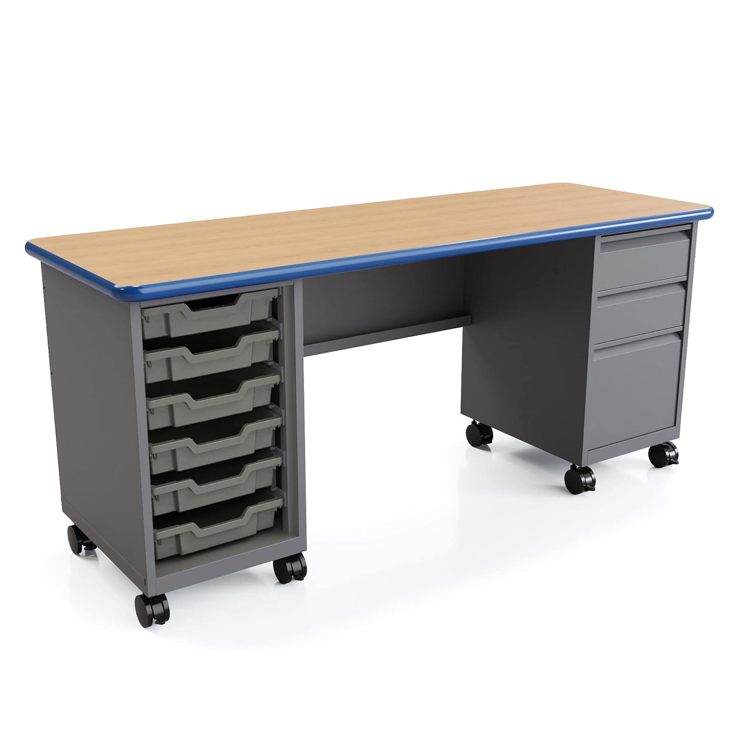 Smith System Cascade double-pedestal teacher desk