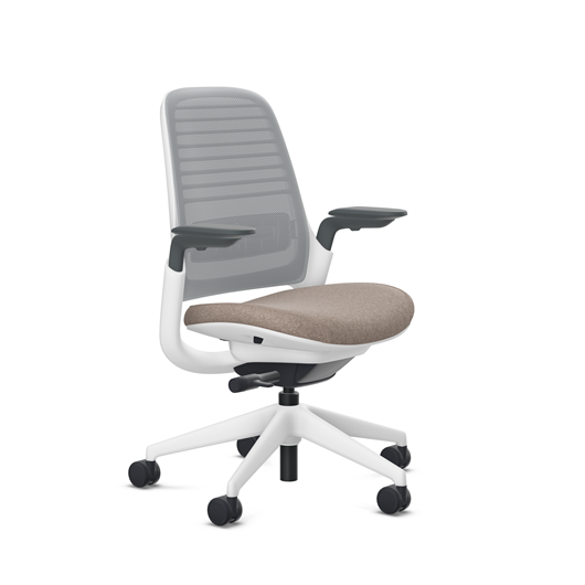 Steelcase Series 1 task chair, Billiard Teak upholstery with Nickel 3D Microknit back, on white